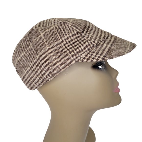 SCALA PRONTO Women's Wool Blend Houndstooth Jeweled Flat Cap Newsboy Cap - Picture 6 of 10